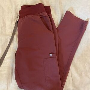 Figs Women's Livingston Scrub Pants in Burgundy
